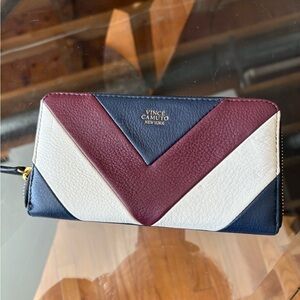 NWOT Vince Camuto Leather Tri-Color Chevron Wallet